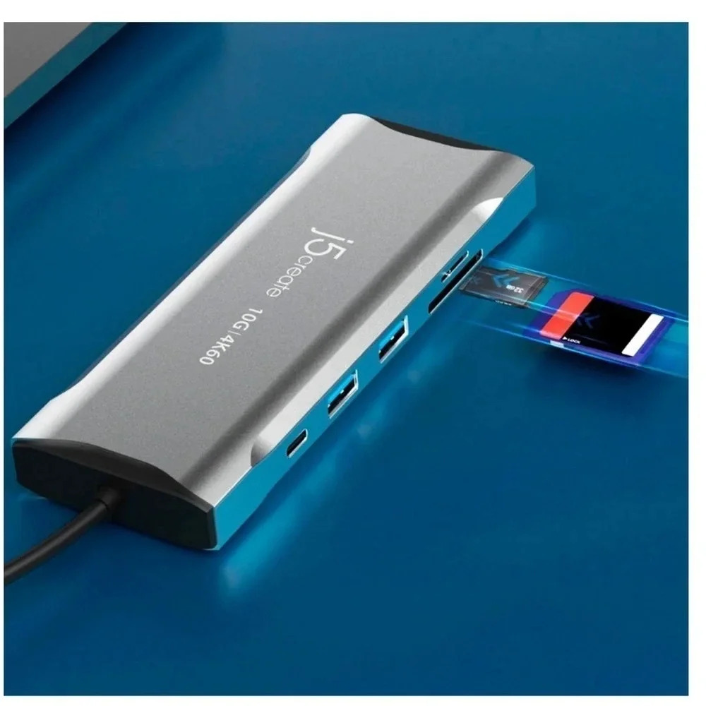 NEW j5create - 4K60 Elite USB-C Triple-Monitor 10Gbps Mini Dock - Space Grey - Picture 10 of 12